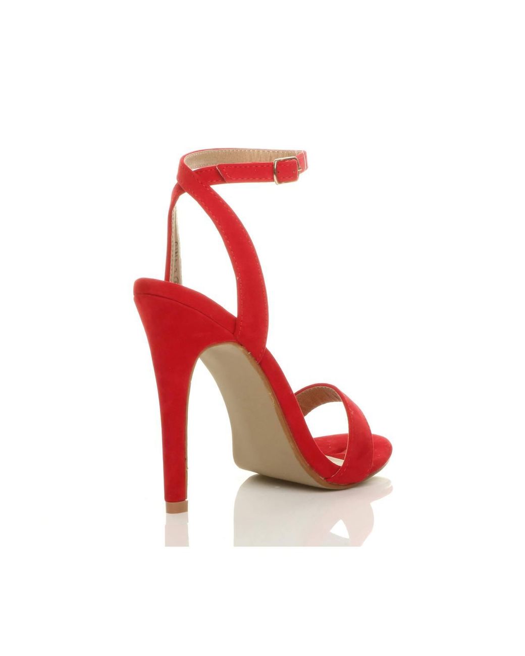 AJVANI Red High Heel Ankle Strap Barely There Sandals