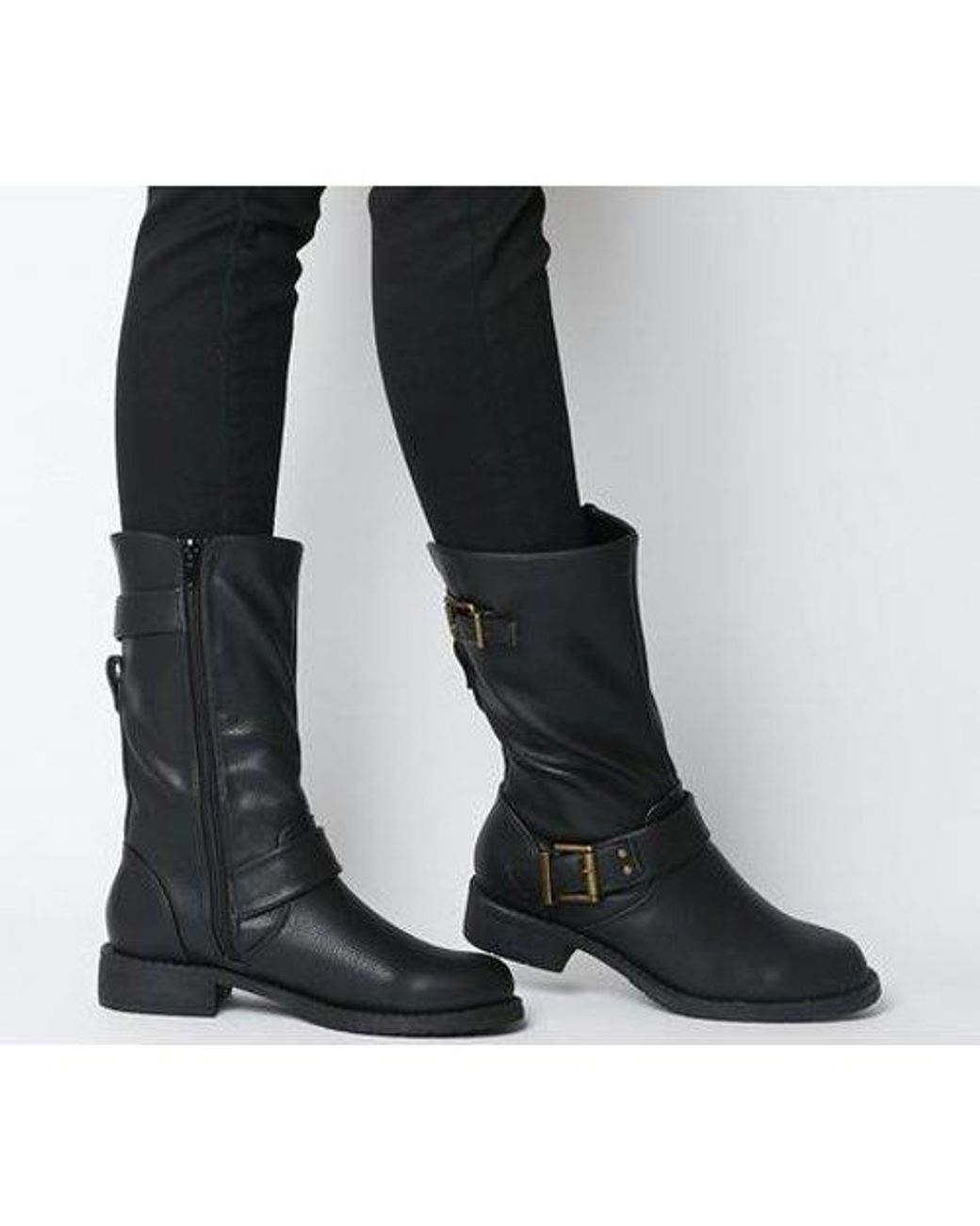 flat calf high boots