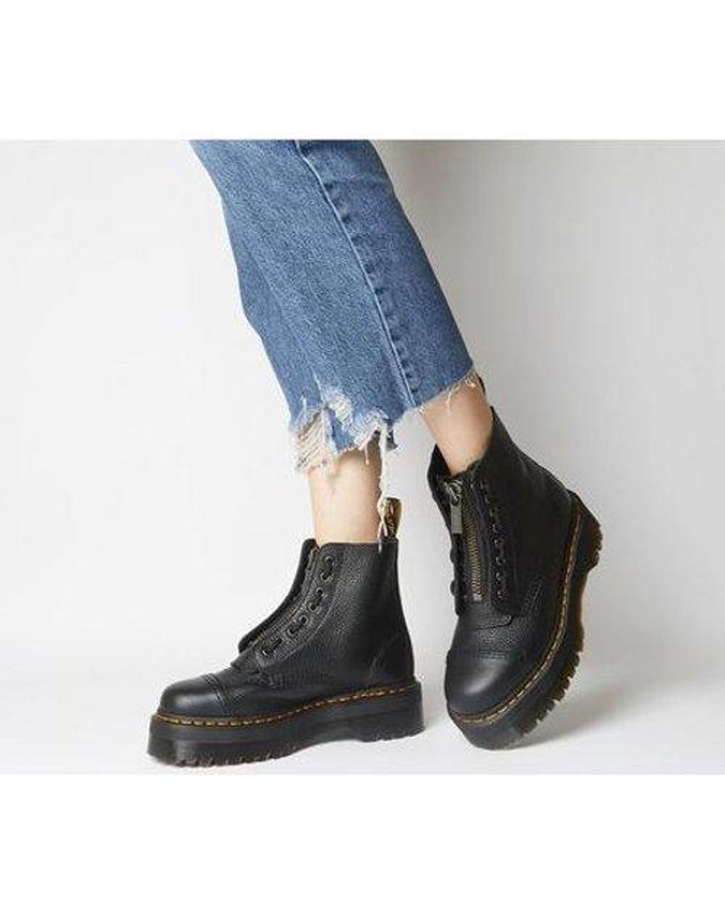 dr martens sinclair flatform zip leather boots in black