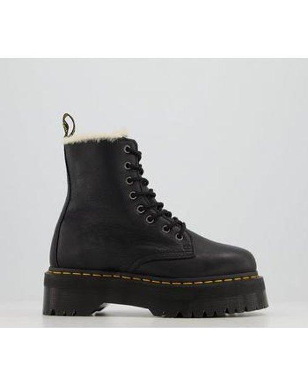 dr martens jadon fluff lined chunky flatform boots in black