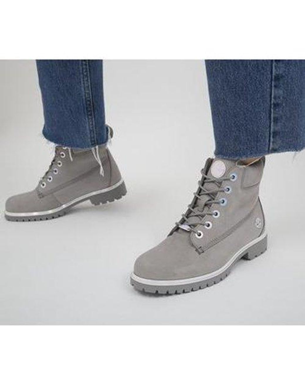 Timberland Leather Slim Premium 6 Inch Boots in Grey (Gray) - Lyst