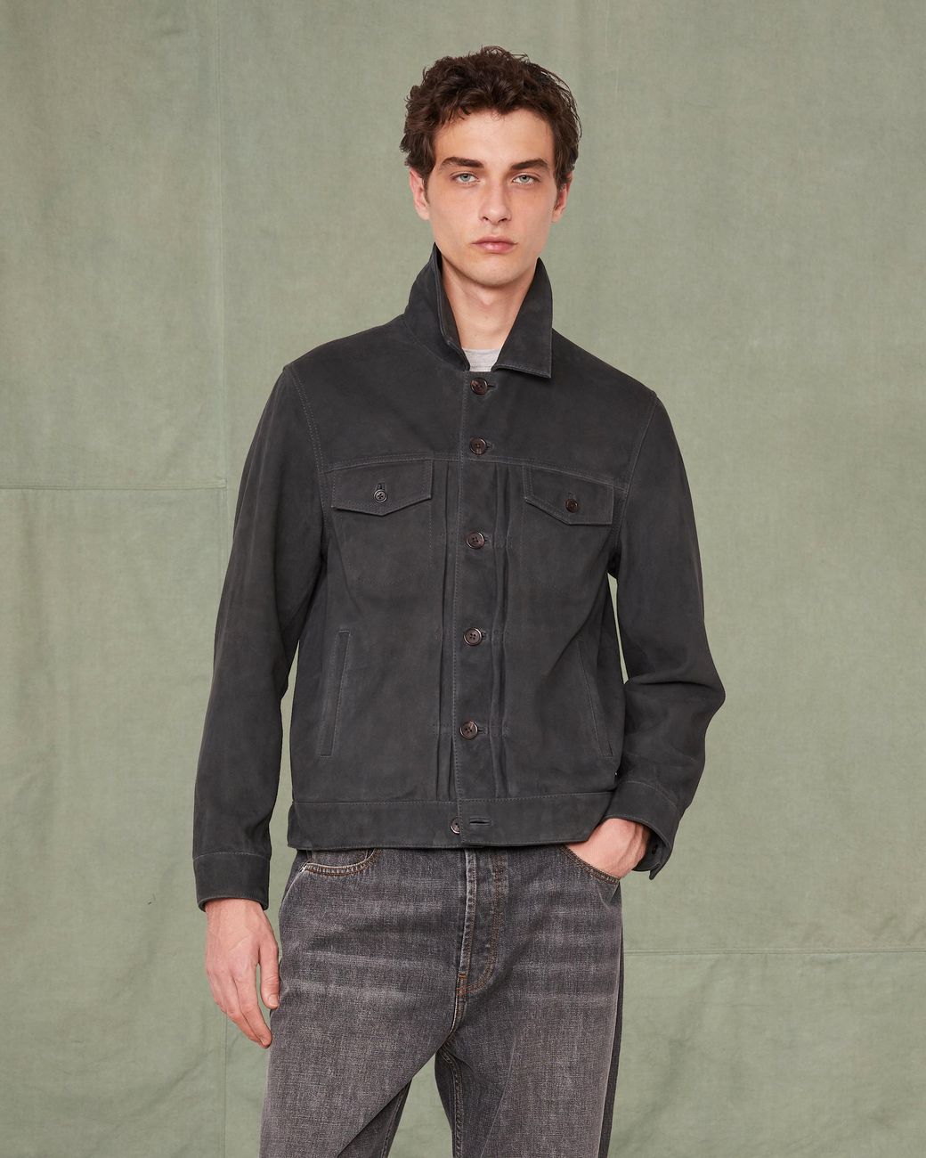 Officine Generale Gray Blouson Liam for men