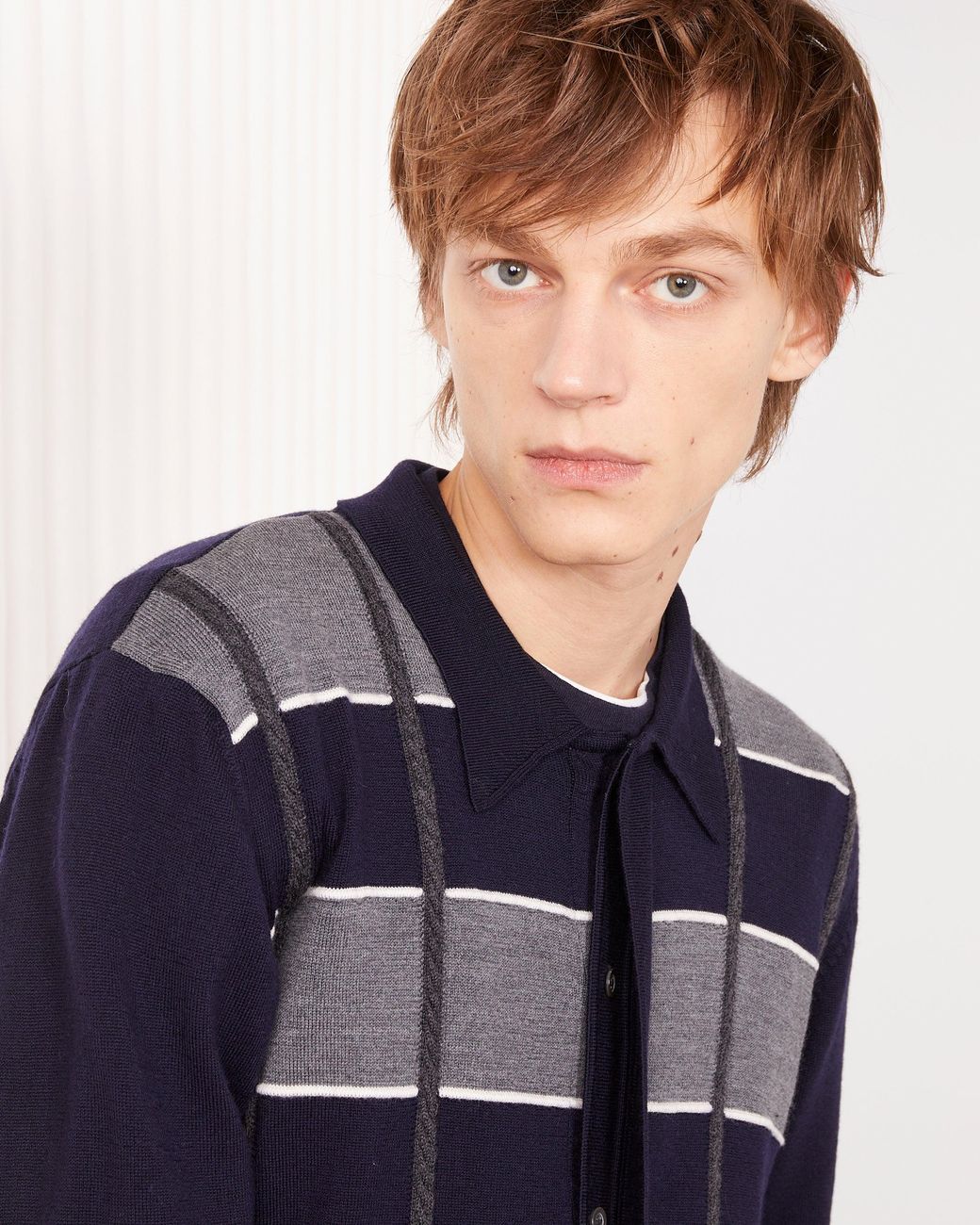 Officine Generale Blue Cardigan Brennan for men