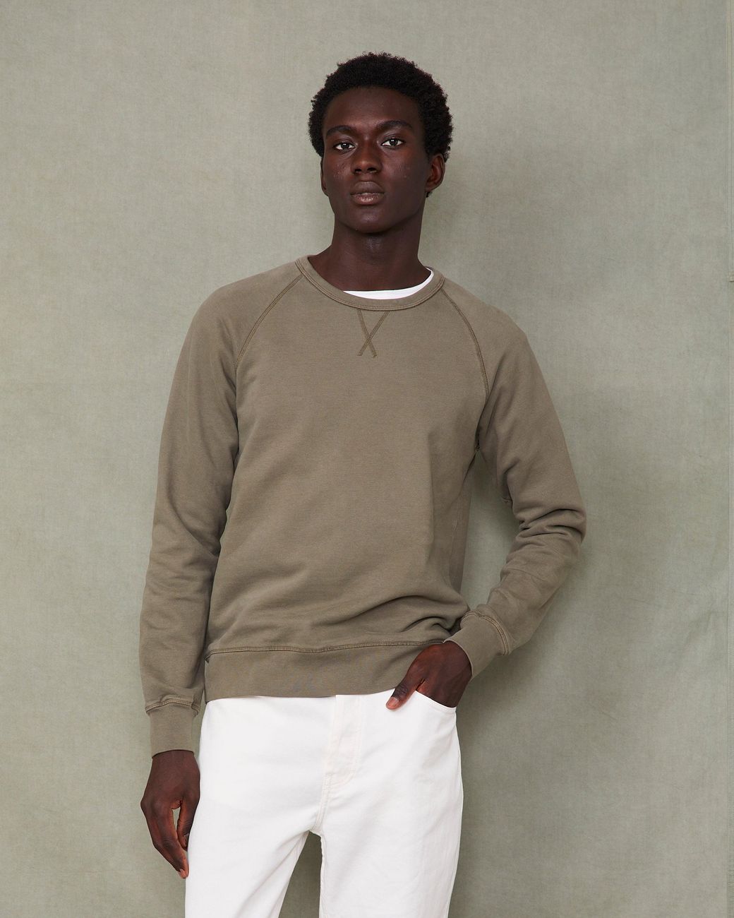 Officine Generale Green Crew Neck Sweatshirt