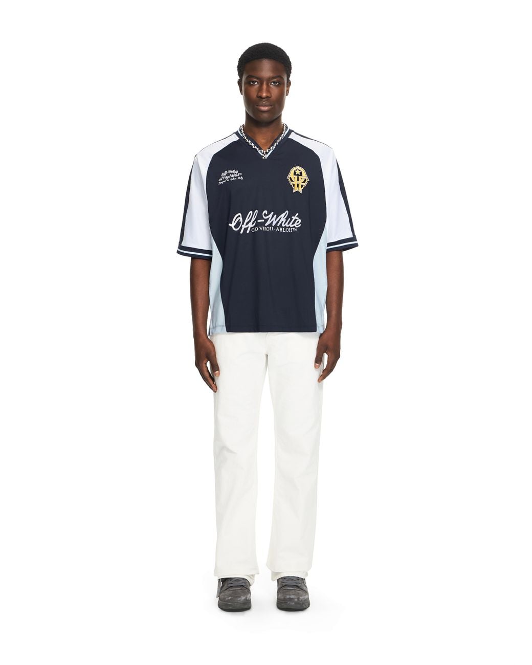 Off-White c/o Virgil Abloh Blue Royal Team Soccer T-Shirt for men