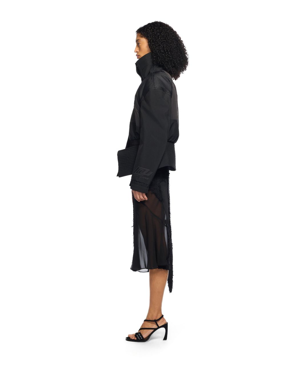 Off-White c/o Virgil Abloh Black Race Peplum Bomber Jacket