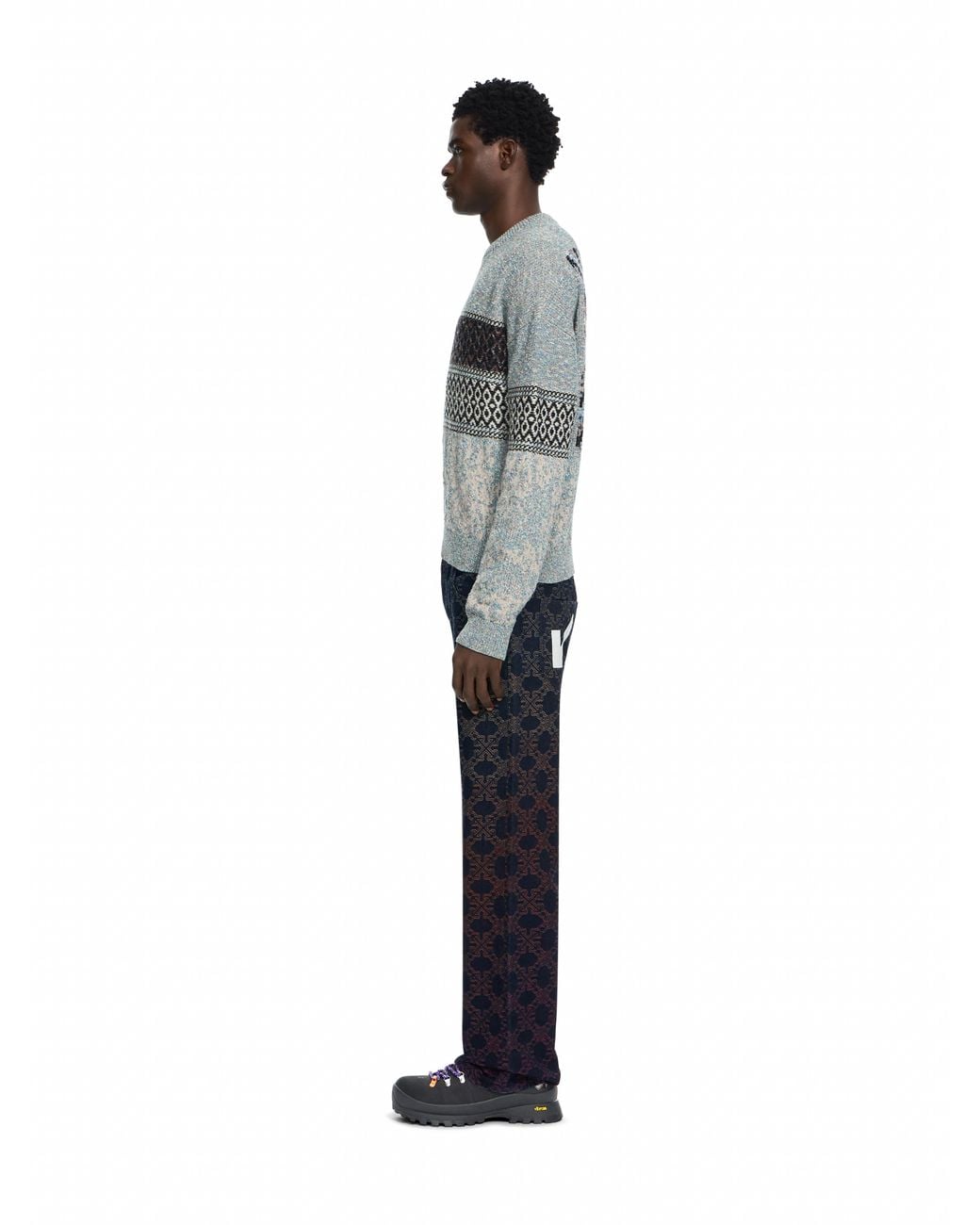 Off-White c/o Virgil Abloh Gray Persian Arrow Knit Crewneck for men