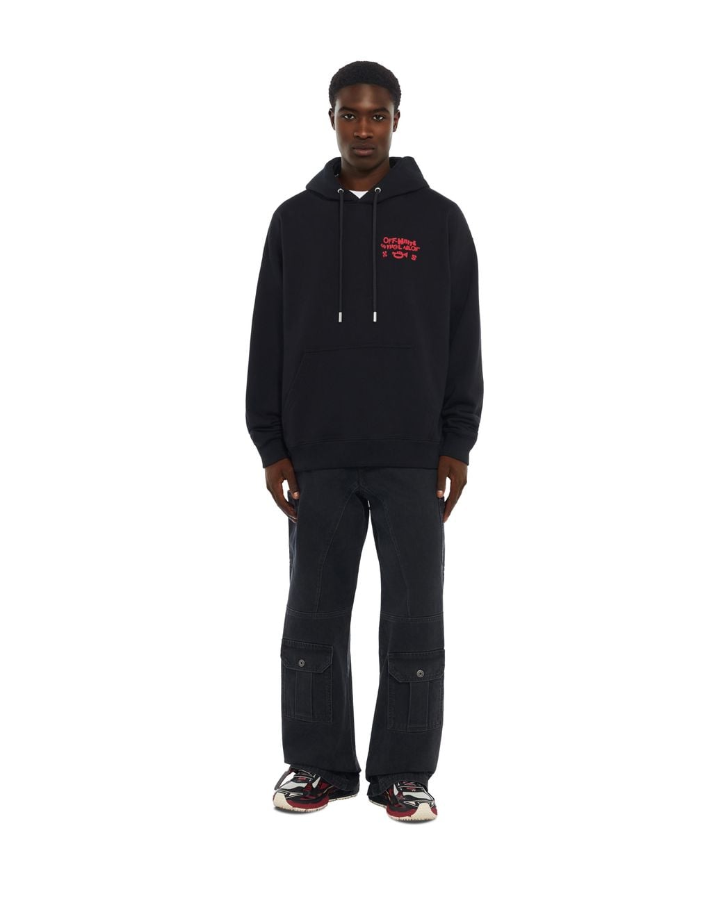 Off-White c/o Virgil Abloh Black Miles Davis Arrow Trumpet Skate Hoodie for men