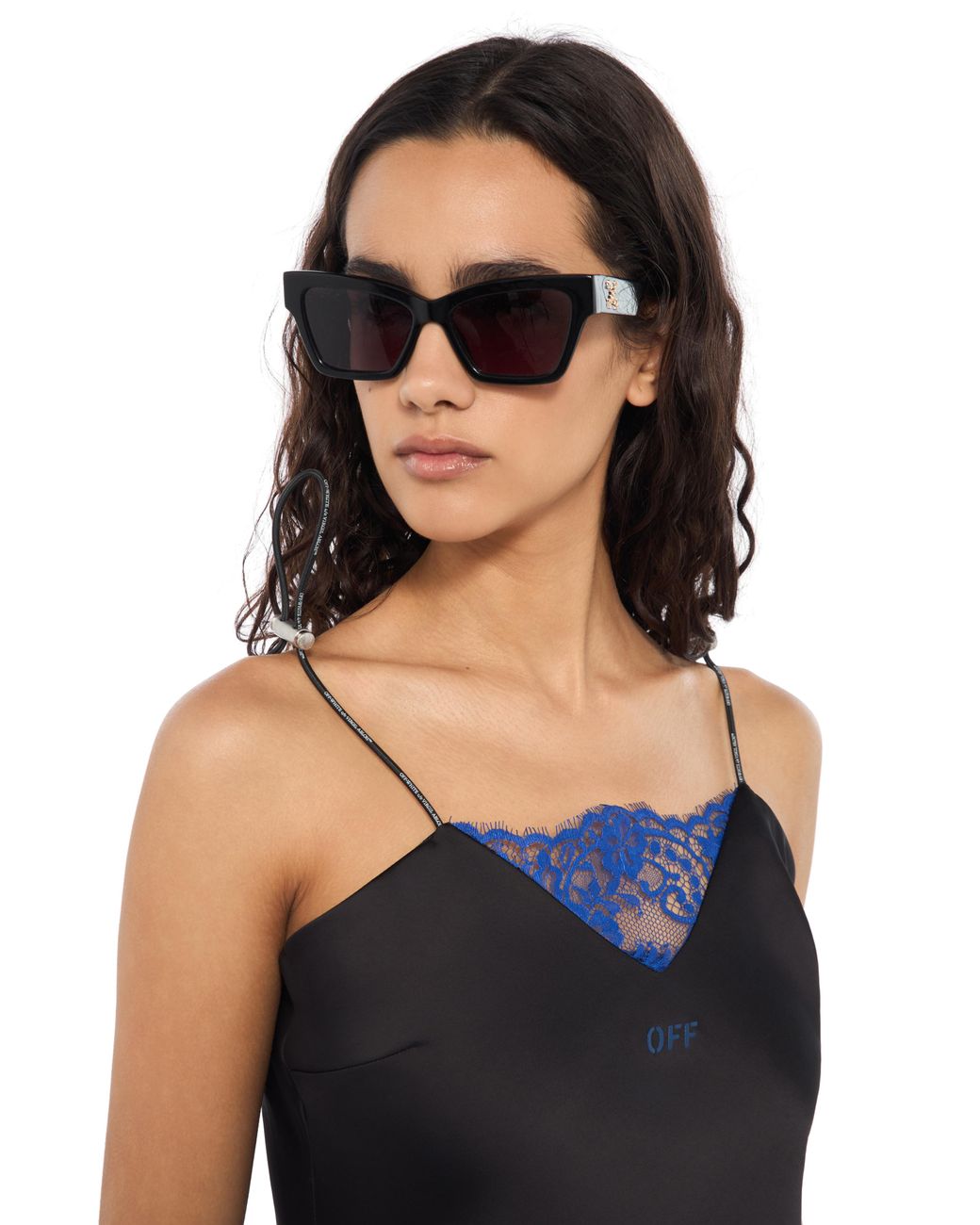 Off-White c/o Virgil Abloh Black Satin Lace Slip Camisole