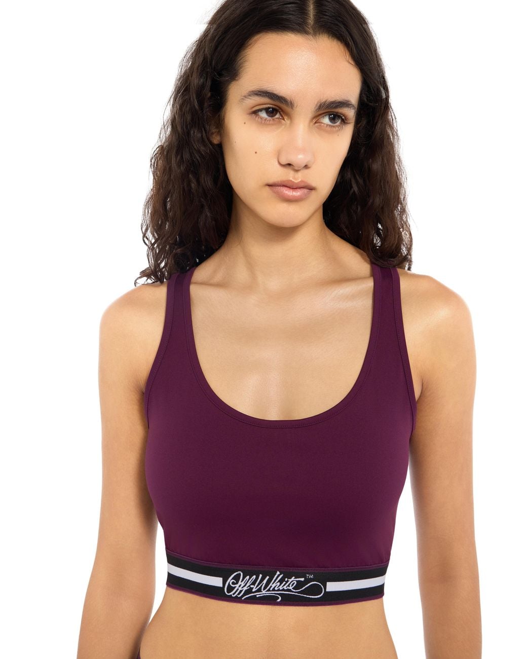 Off-White c/o Virgil Abloh Purple College Band Crop Top