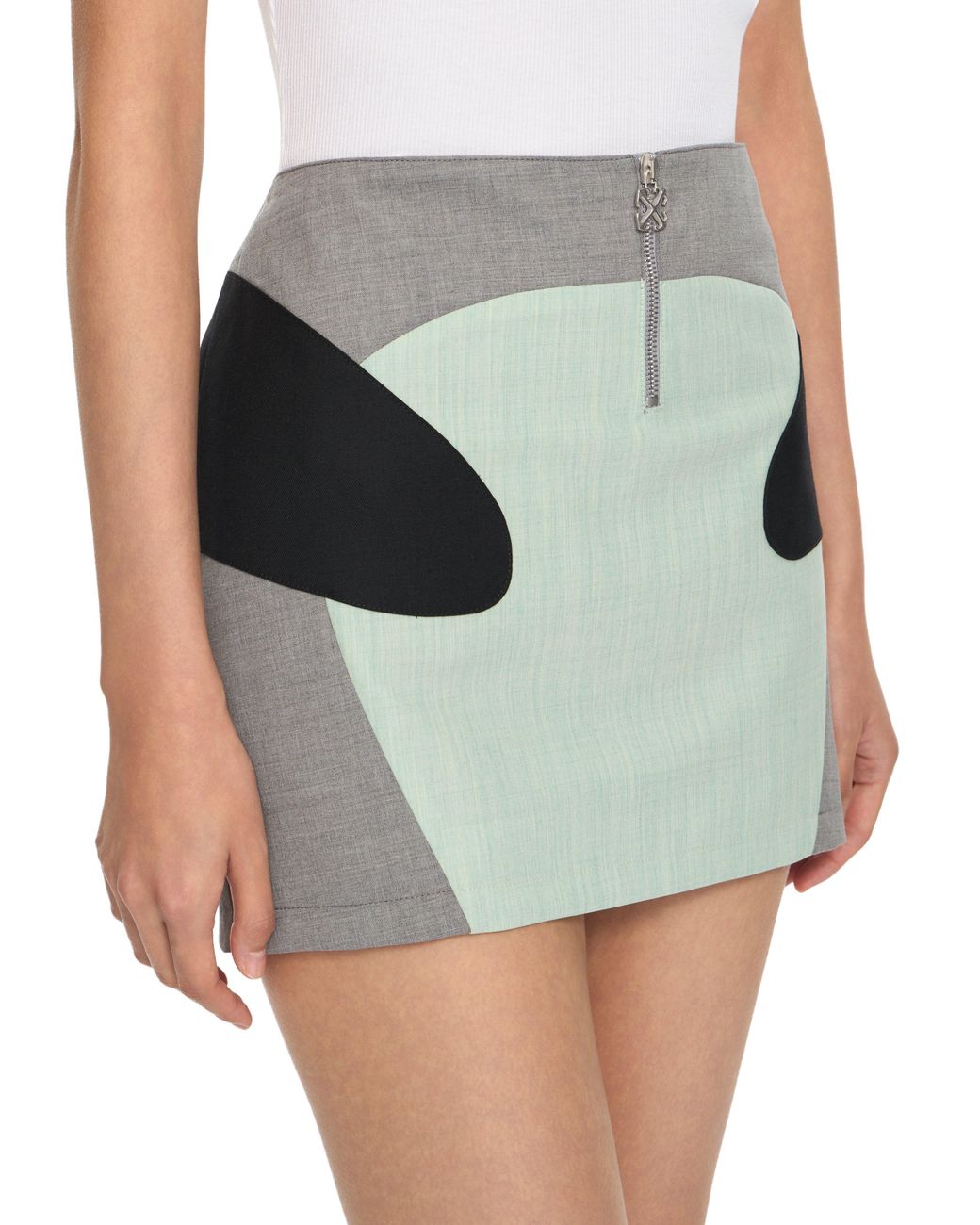 Off-White c/o Virgil Abloh Gray Stretch Color Block Skirt