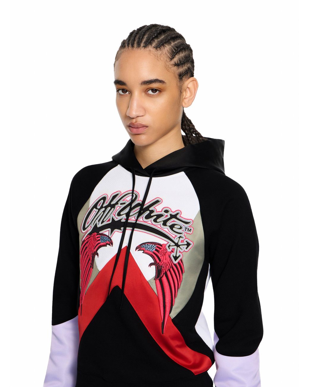 Off-White c/o Virgil Abloh Red Double Eagle Color Block Hoodie