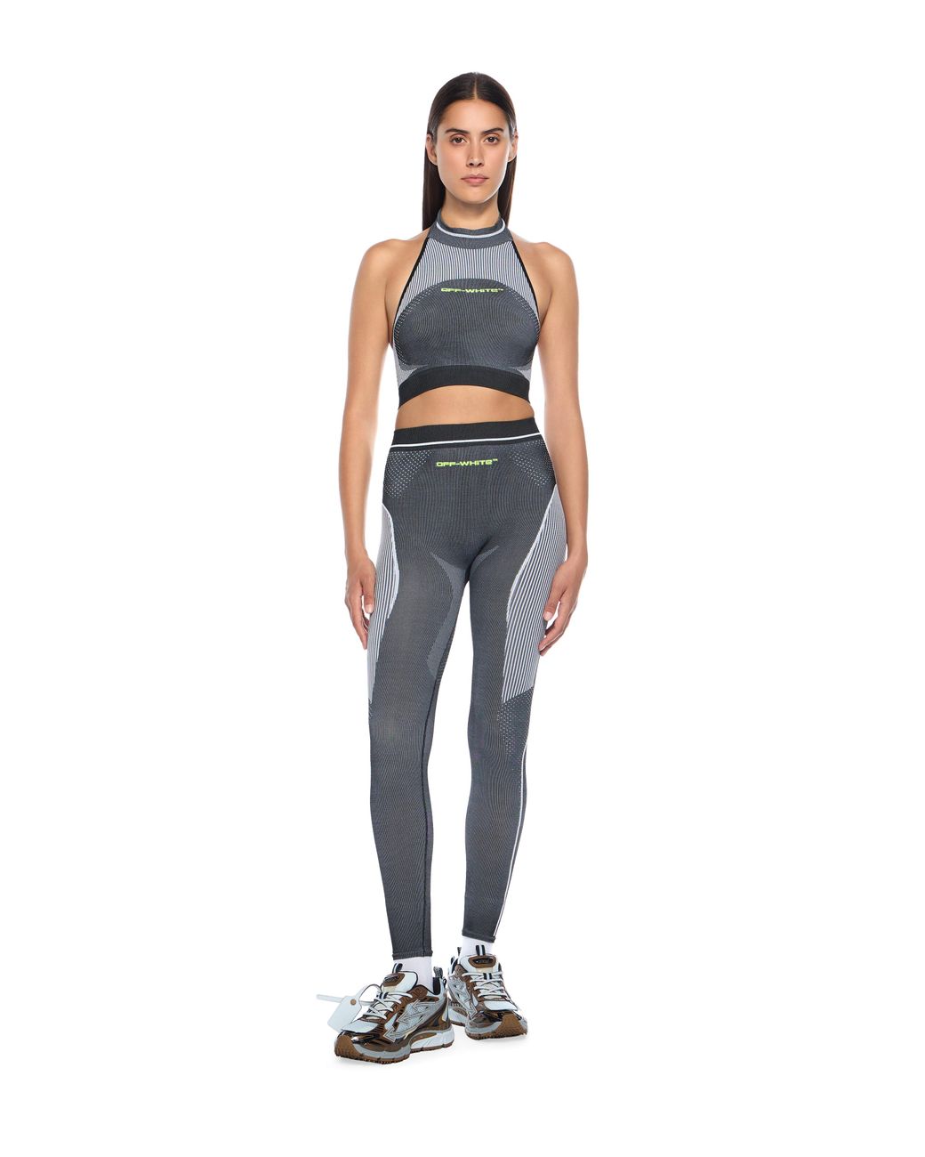 Off-White c/o Virgil Abloh Gray Race Logo Arrow Seamless Leggings