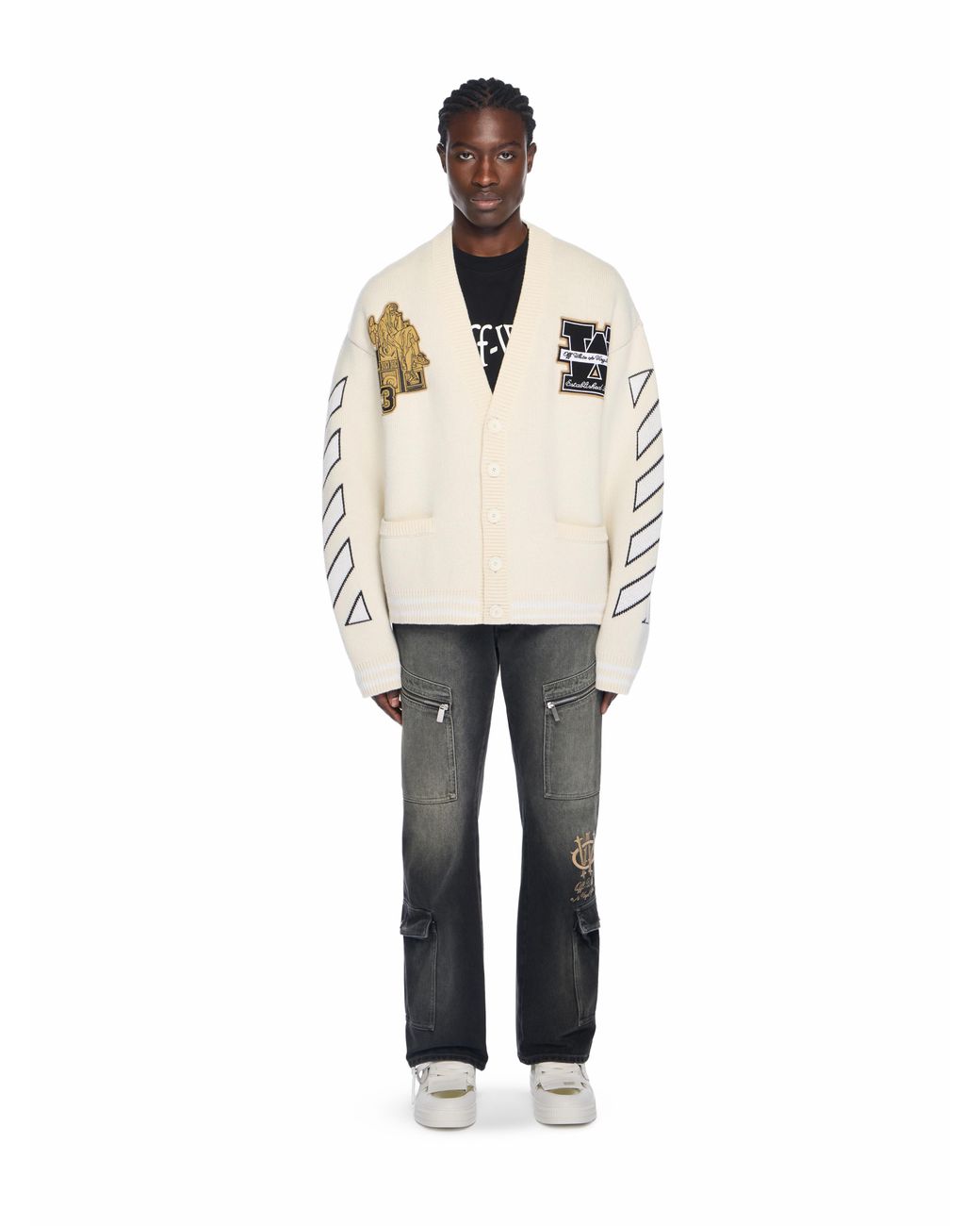 Off-White c/o Virgil Abloh Natural Lion Varsity Knit Cardigan for men