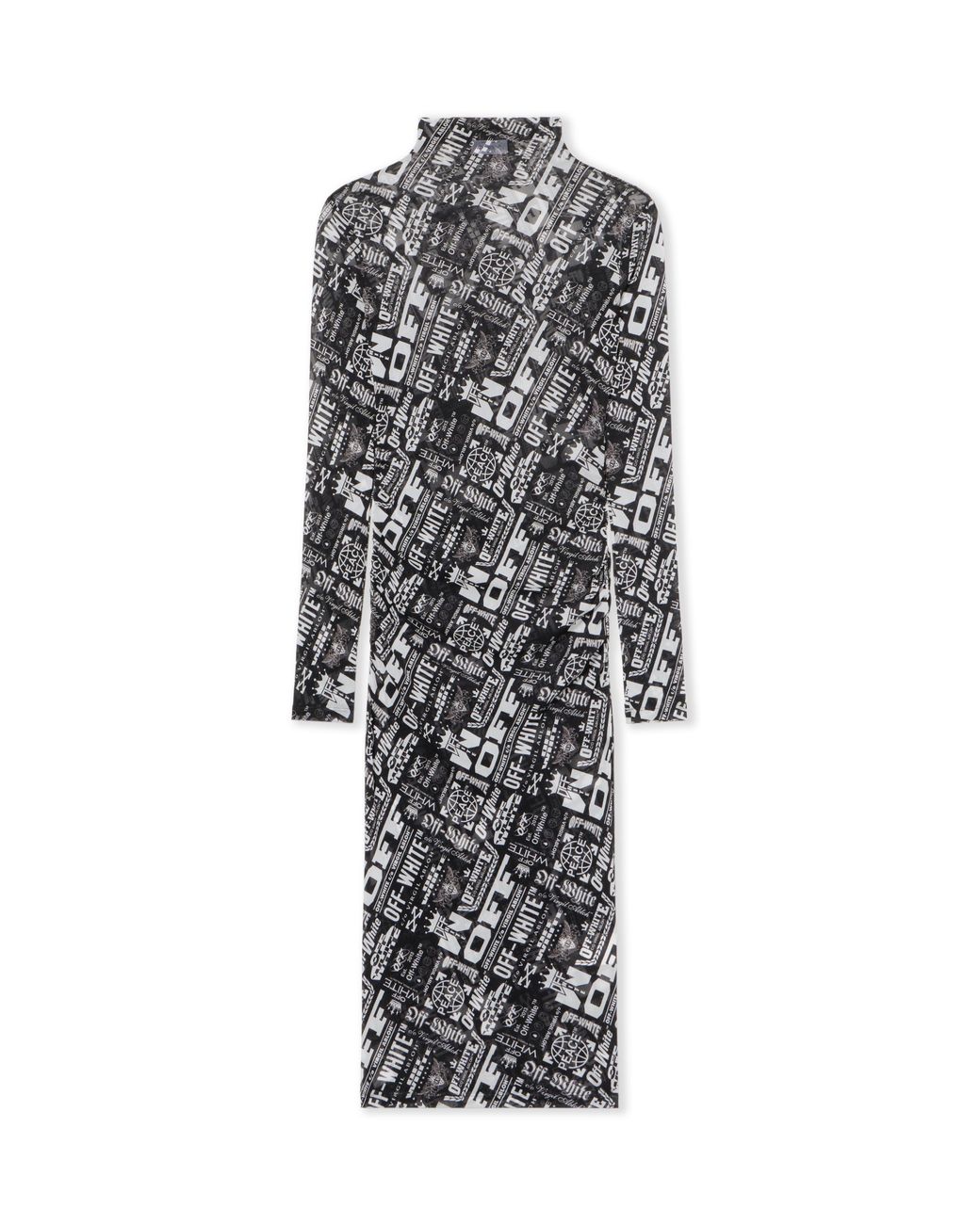 Off-White c/o Virgil Abloh White Multilogo Mesh Gather Midi Dress
