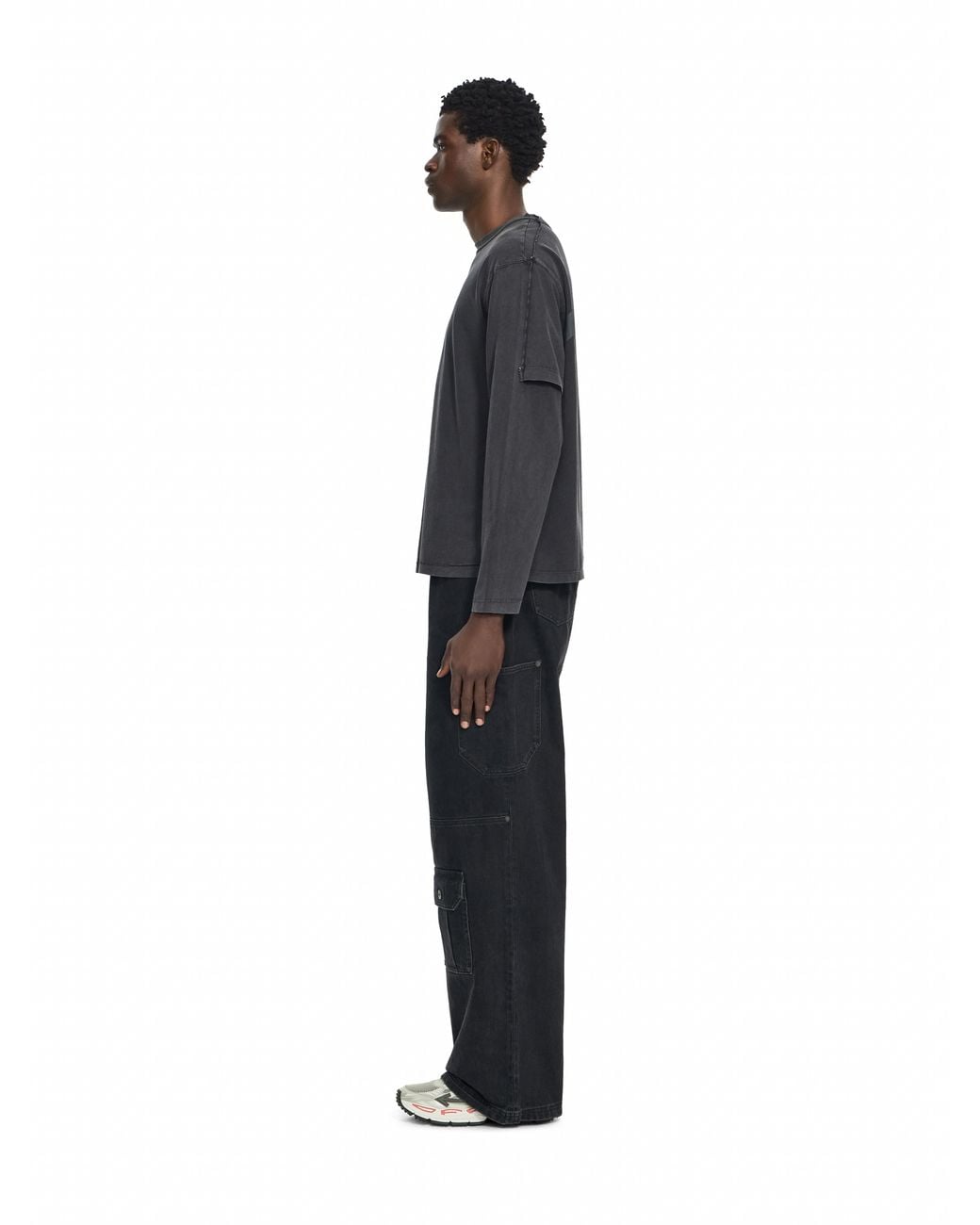 Off-White c/o Virgil Abloh Black Swimming Face Long Sleeve T-Shirt for men