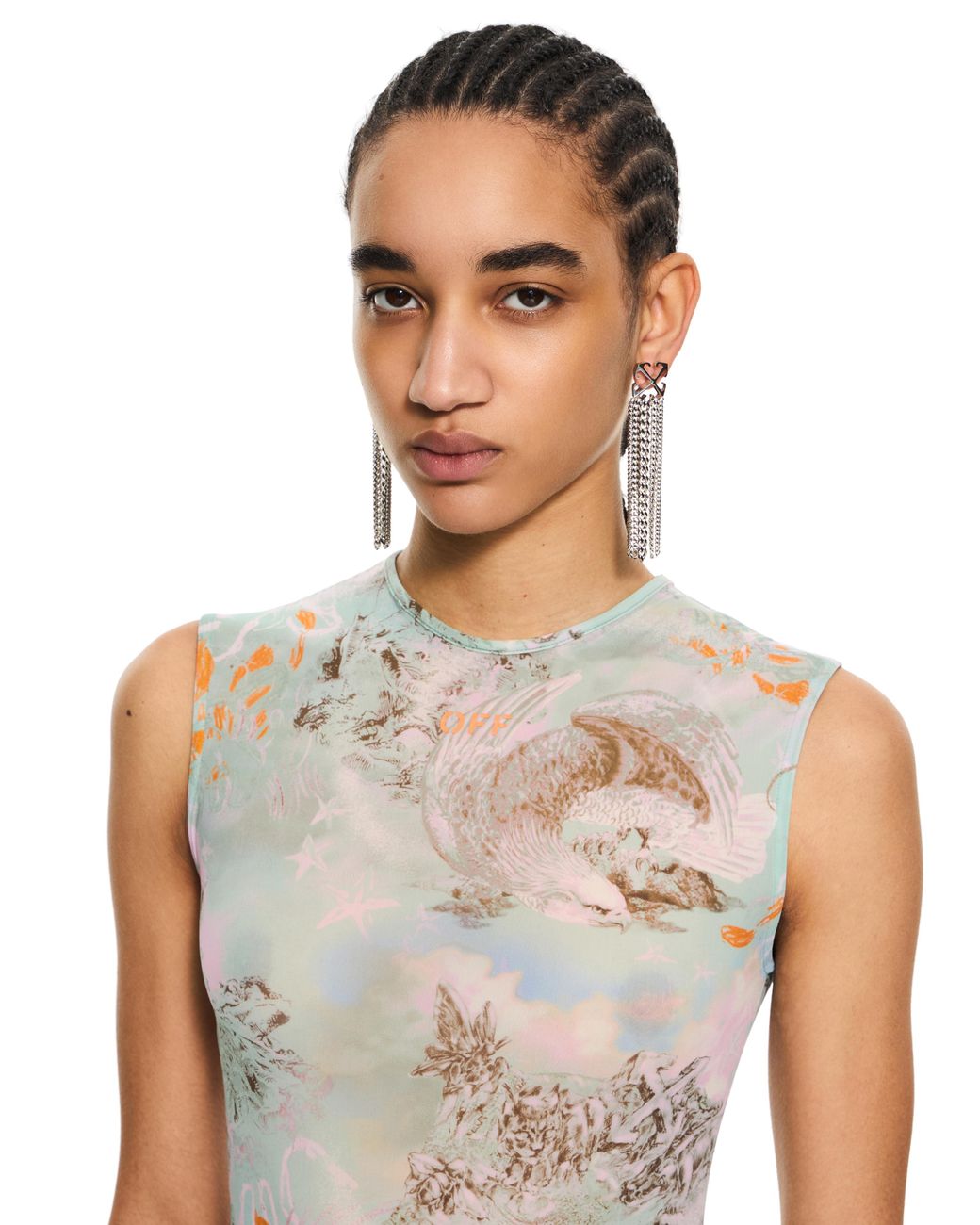 Off-White c/o Virgil Abloh White Light Jersey Storytelling Sleeveless Dress