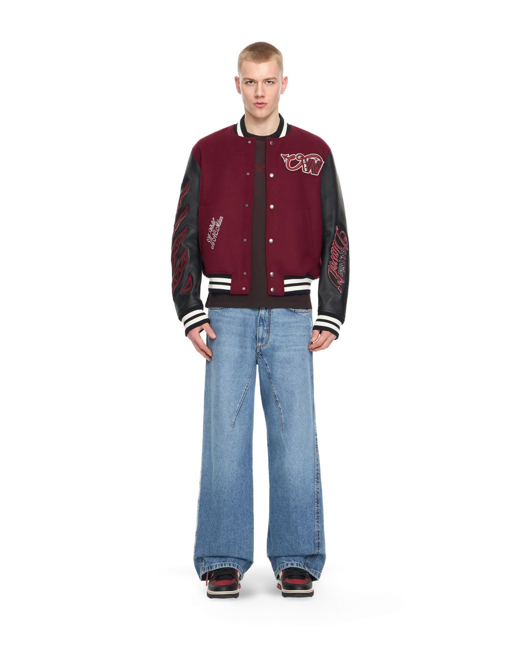 Off-White c/o Virgil Abloh Red Off- C/O Ac Milan Varsity Jacket for men