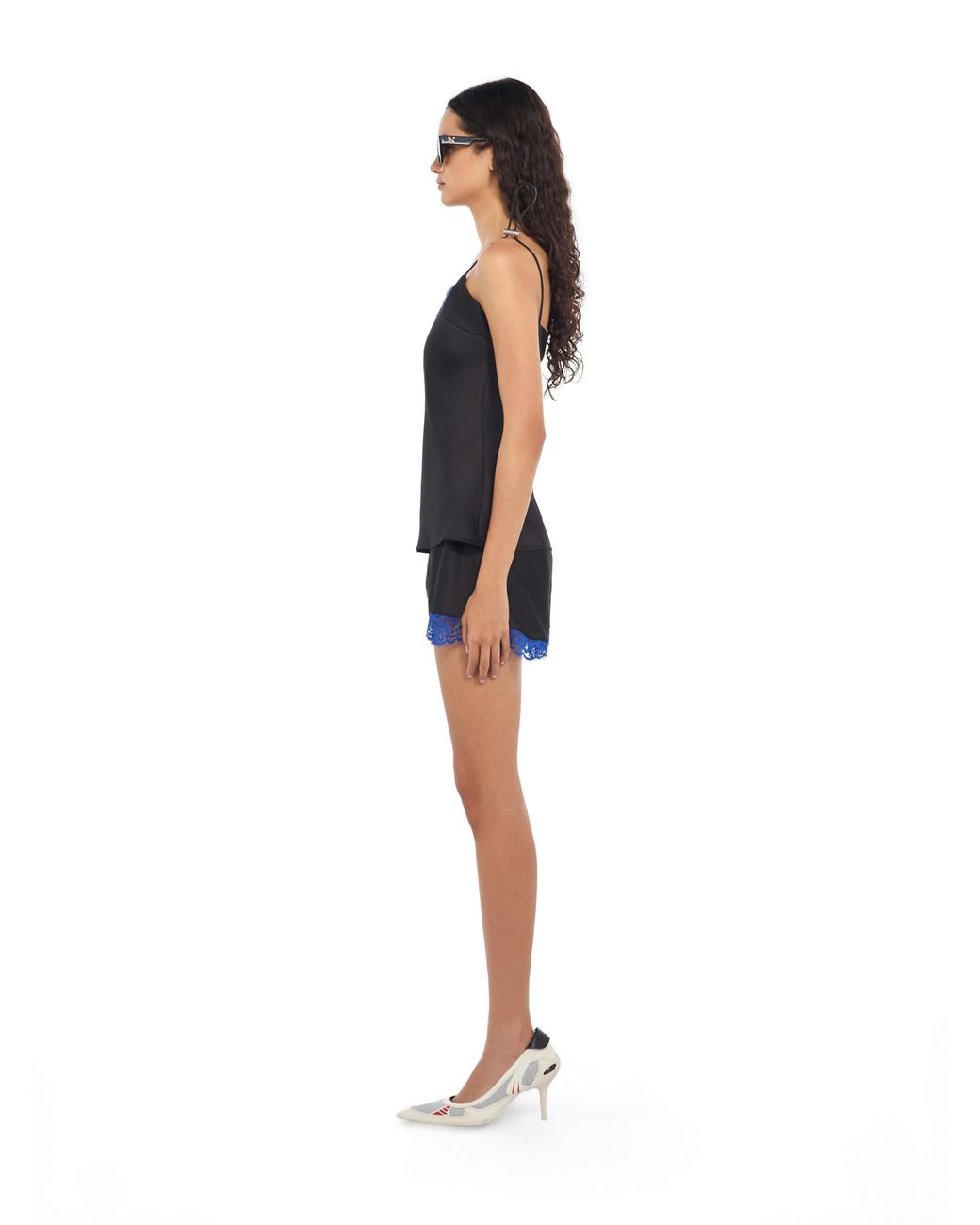 Off-White c/o Virgil Abloh Black Satin Lace Slip Camisole