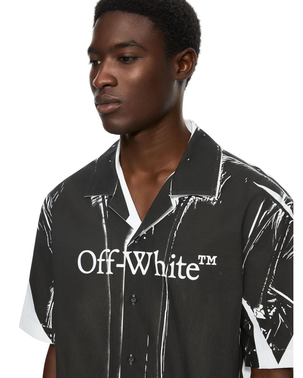 Off-White c/o Virgil Abloh Black Negative Big Bookish Bowling Shirt for men