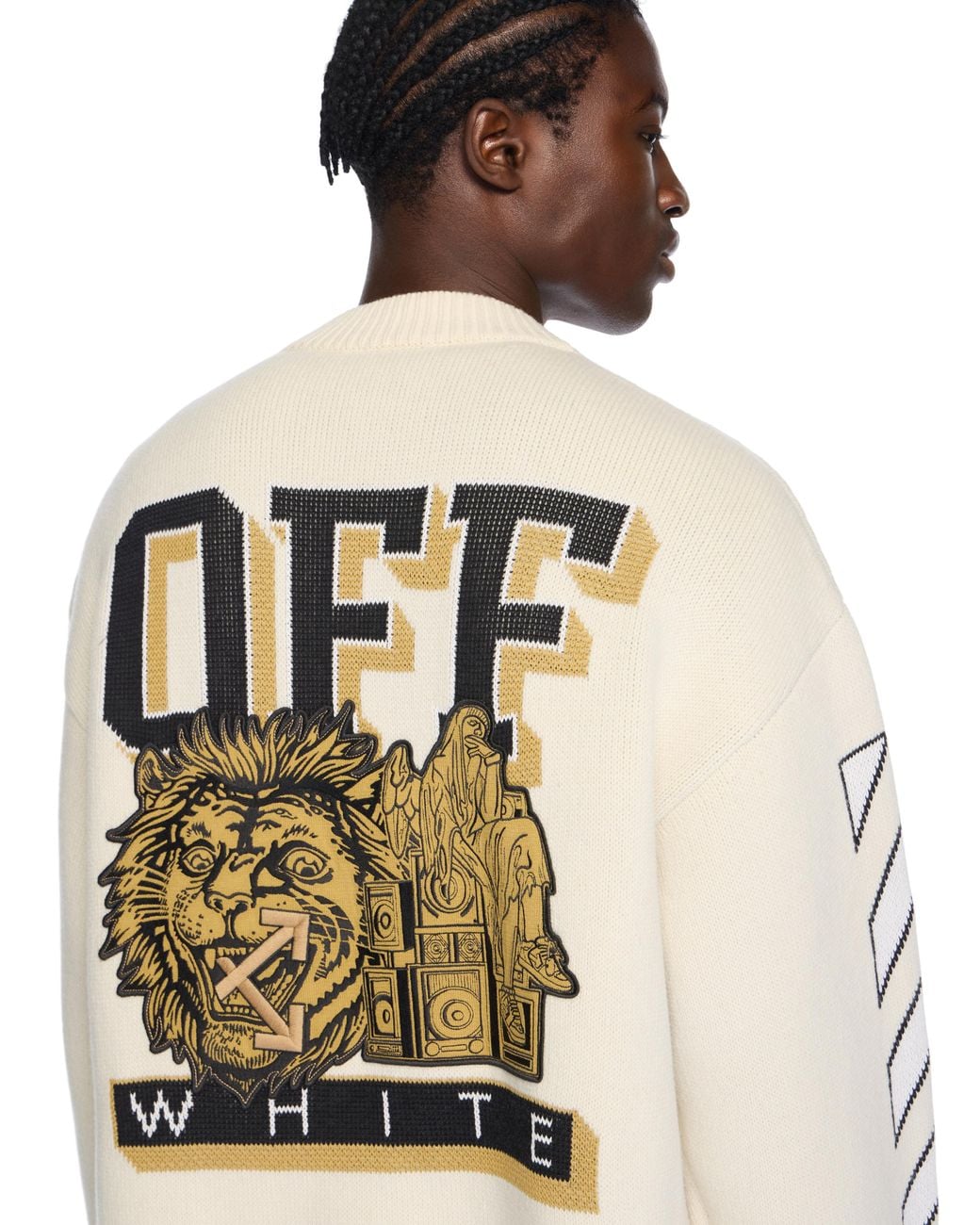 Off-White c/o Virgil Abloh Natural Lion Varsity Knit Cardigan for men