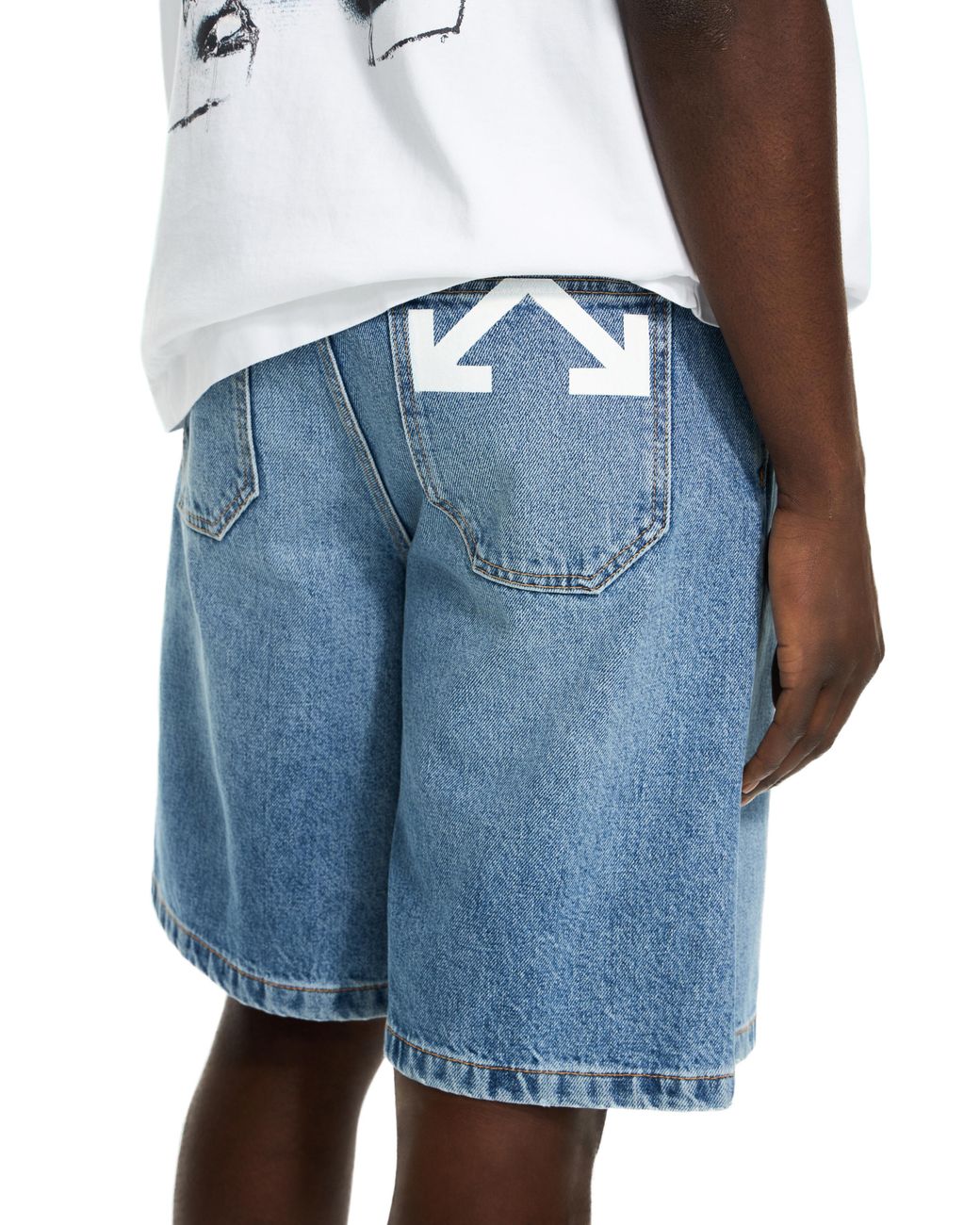 Off-White c/o Virgil Abloh Blue Half Arrow Denim Shorts for men