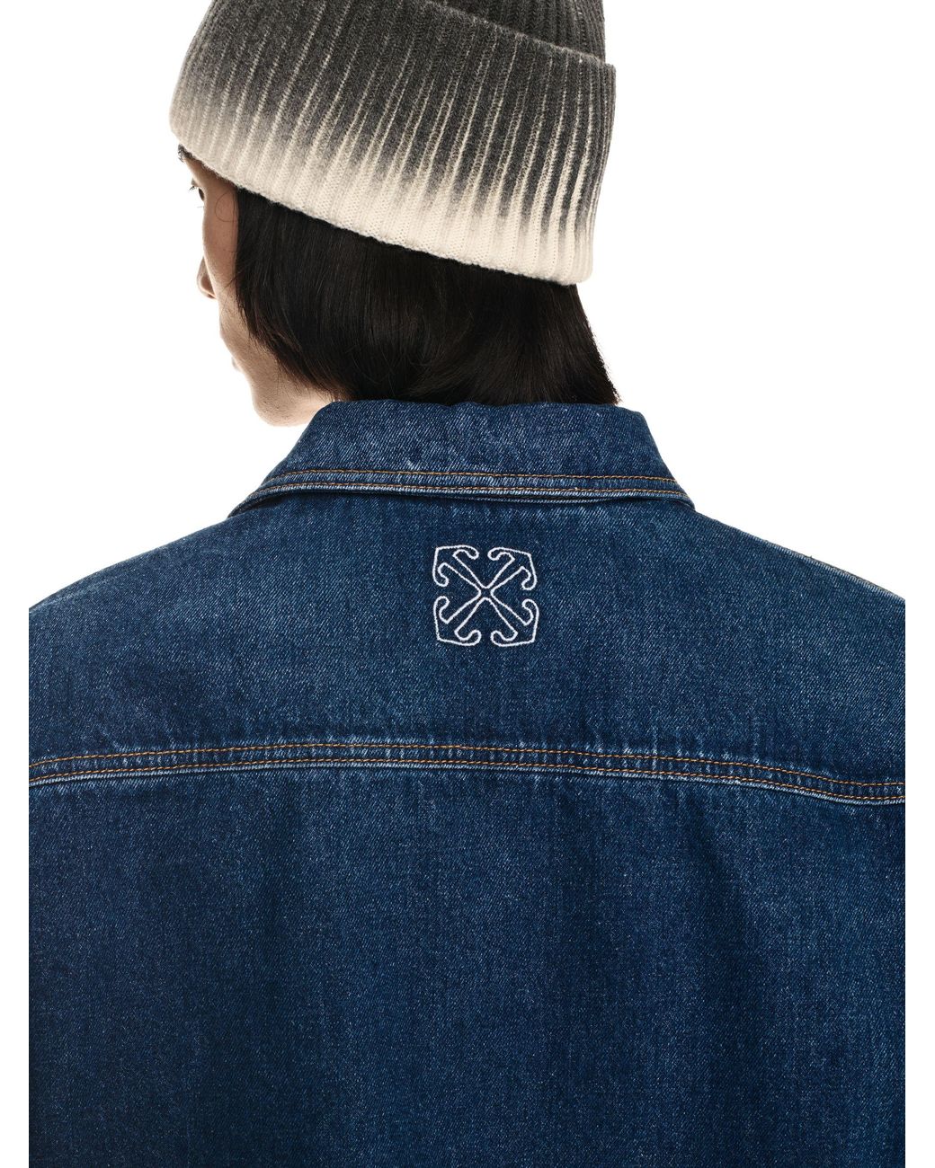 Off-White c/o Virgil Abloh Blue Script Den Bowling Shirt for men
