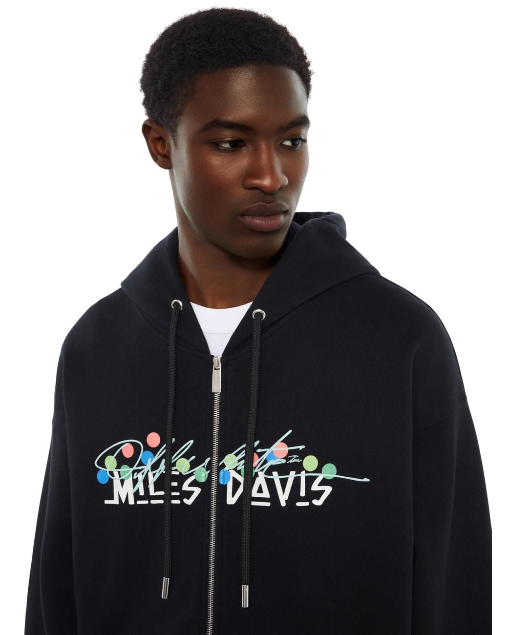 Off-White c/o Virgil Abloh Black Miles Davis Certified Skate Zip Hoodie for men