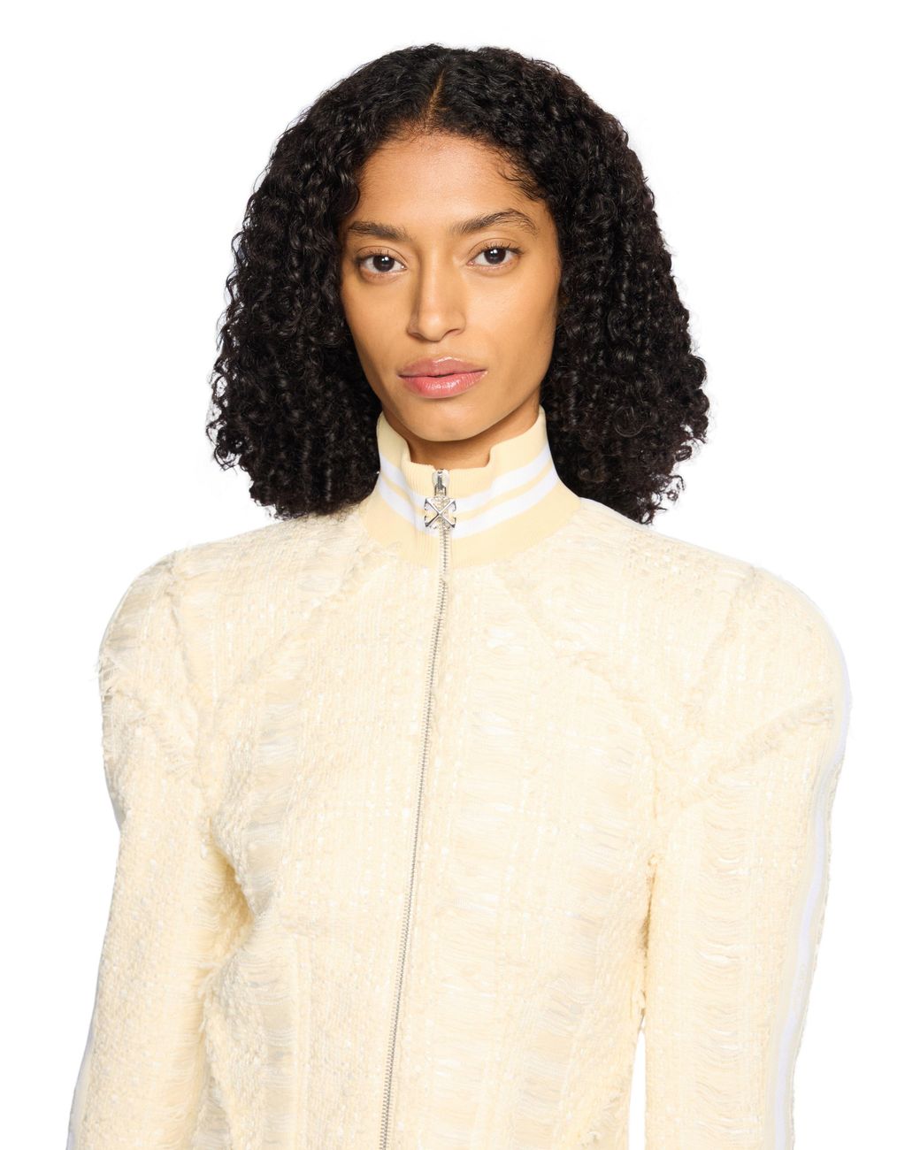 Off-White c/o Virgil Abloh White Tweed Peplum Jacket