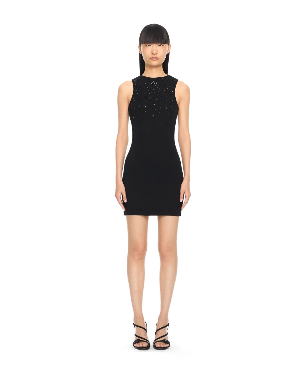 Off-White c/o Virgil Abloh Black Ow X Swarovski Ribbed Rowing Dress