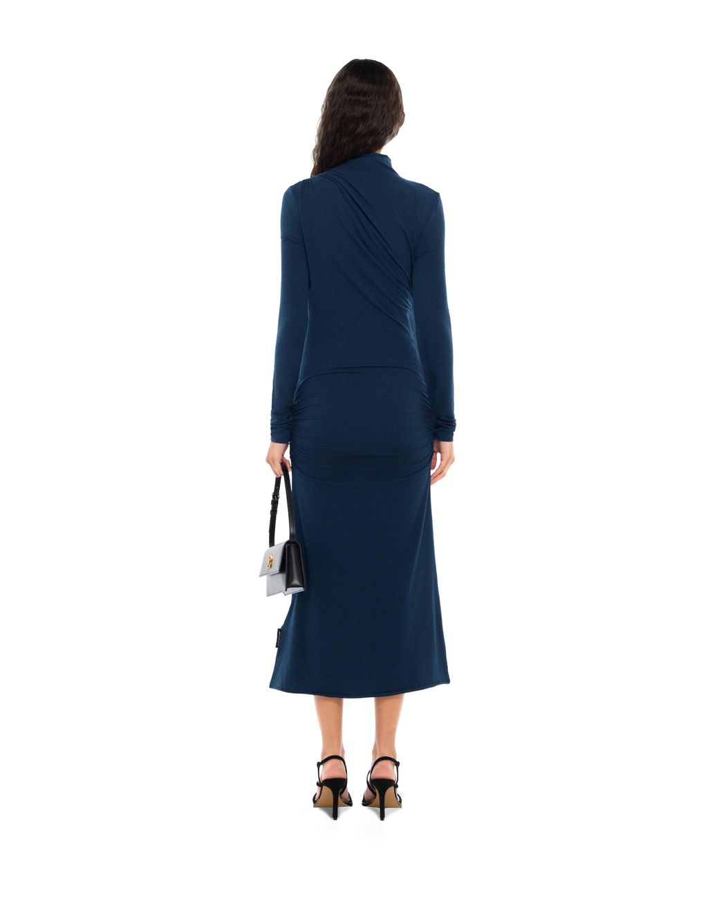 Off-White c/o Virgil Abloh Blue Draped Turtleneck Midi Dress