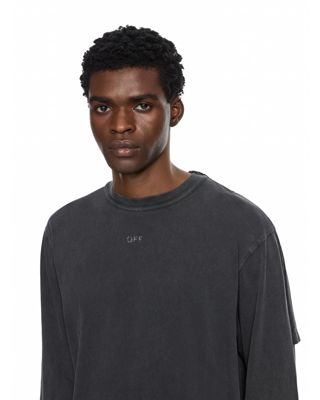 Off-White c/o Virgil Abloh Black Swimming Face Long Sleeve T-Shirt for men
