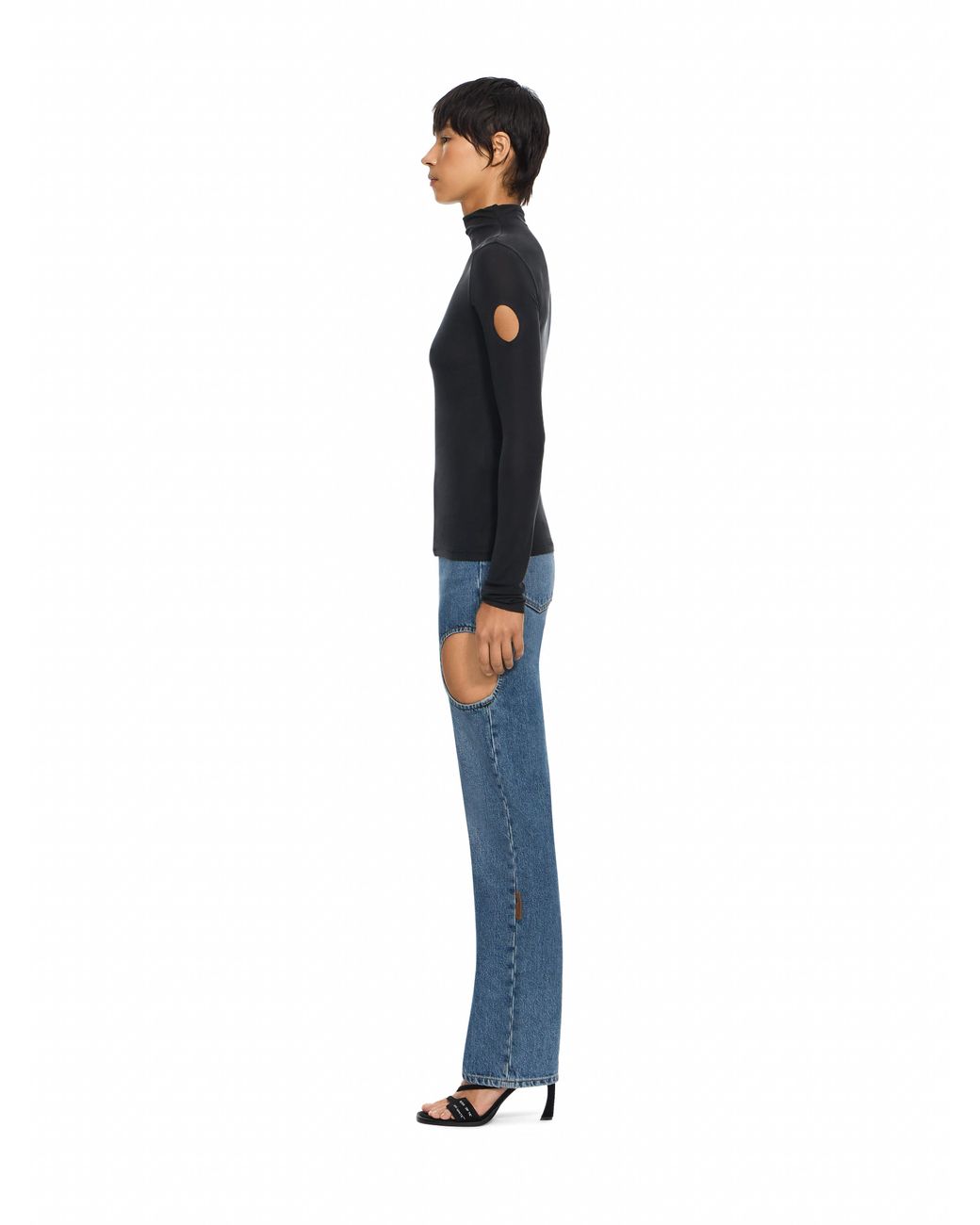 Off-White c/o Virgil Abloh Black Cupro Rib Meteor Long Sleeve Top