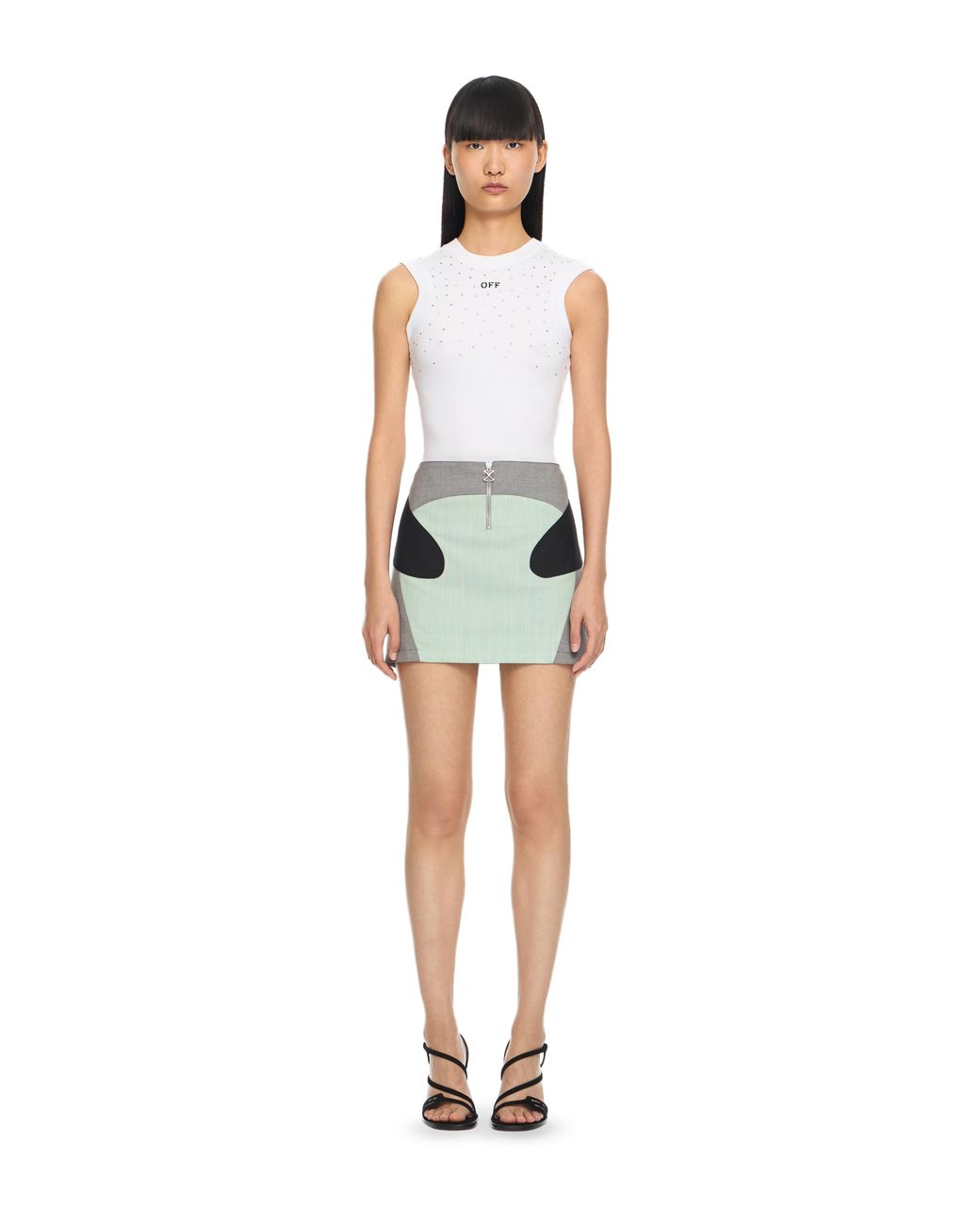 Off-White c/o Virgil Abloh Gray Stretch Color Block Skirt