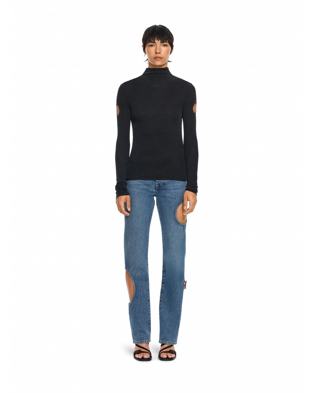 Off-White c/o Virgil Abloh Black Cupro Rib Meteor Long Sleeve Top
