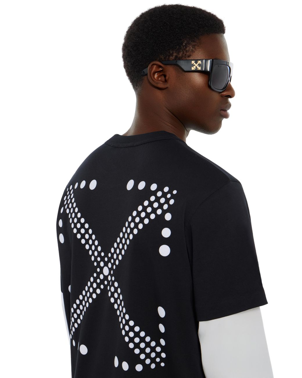 Off-White c/o Virgil Abloh Black Dotted Arrow Double Sleeve Regular Long Sleeve T-Shirt for men