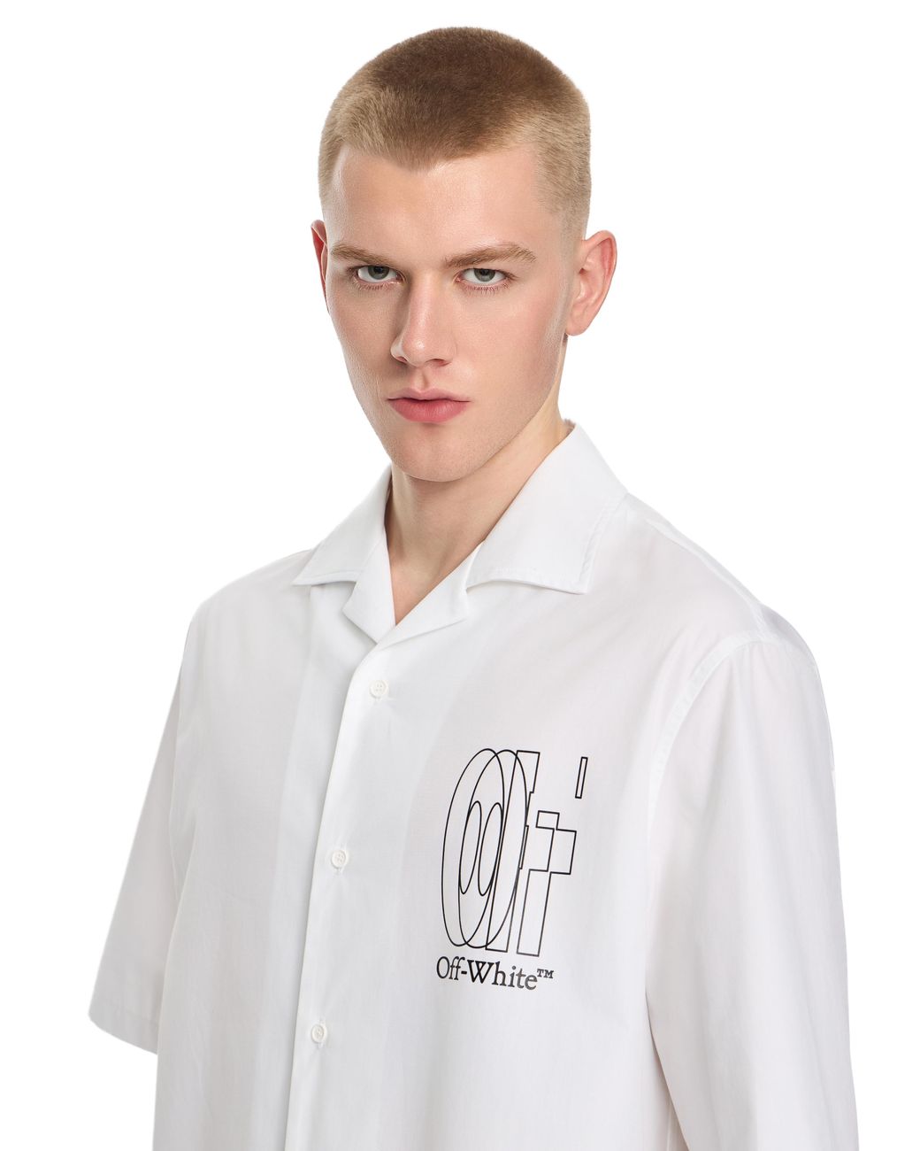 Off-White c/o Virgil Abloh White Outline Double Arrow Bowling Shirt for men