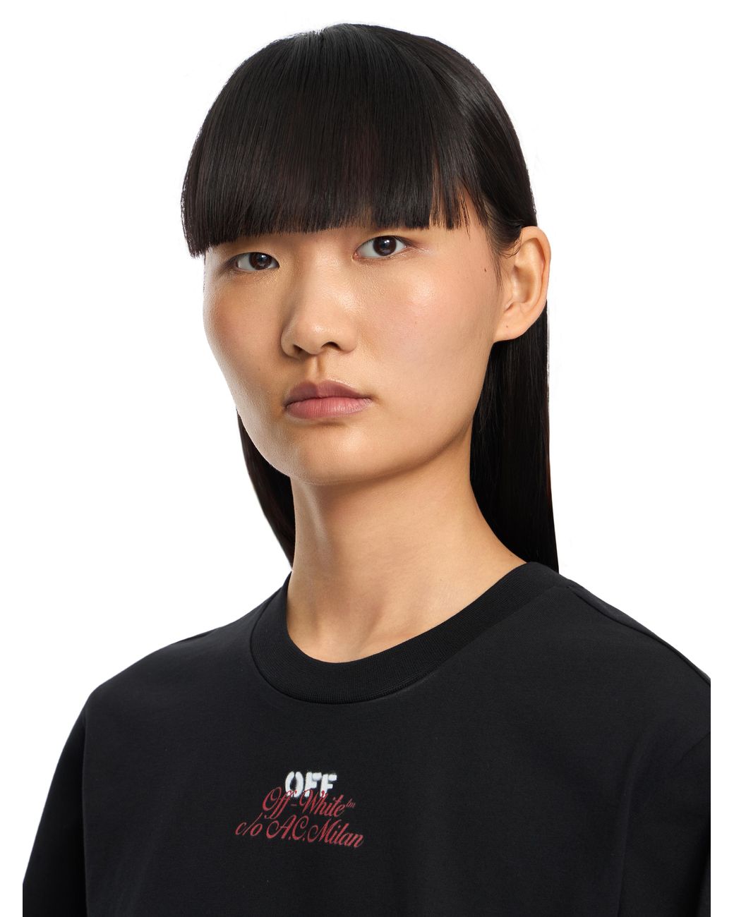 Off-White c/o Virgil Abloh Black Off- C/O Ac Milan Crop T-Shirt