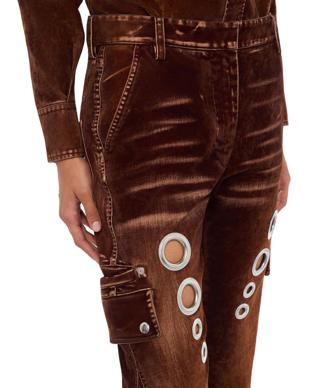 Off-White c/o Virgil Abloh Brown Eyelet Flock Cargo Pants