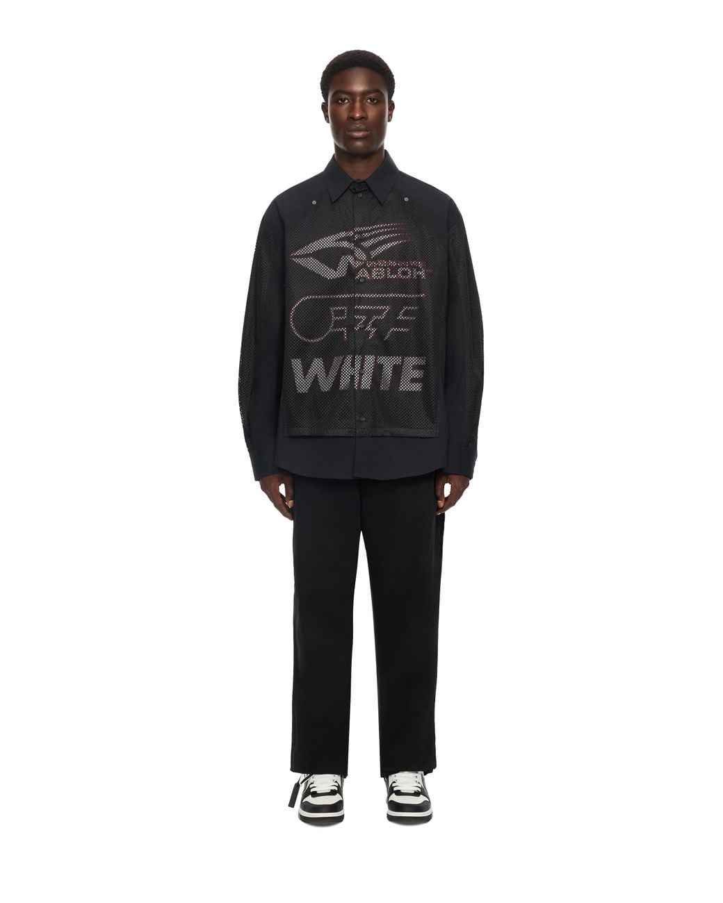 Off-White c/o Virgil Abloh Black Racing Staff Mesh Overshirt for men