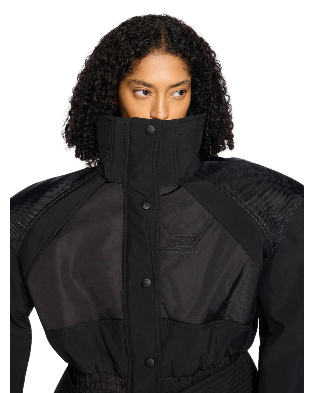 Off-White c/o Virgil Abloh Black Race Peplum Bomber Jacket