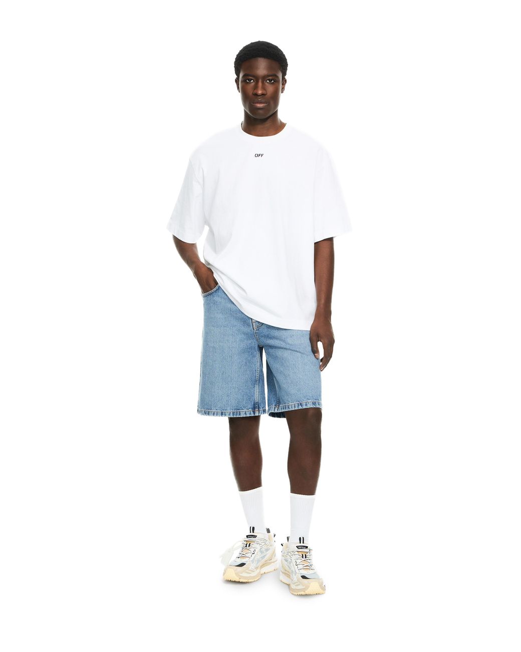 Off-White c/o Virgil Abloh Blue Half Arrow Denim Shorts for men