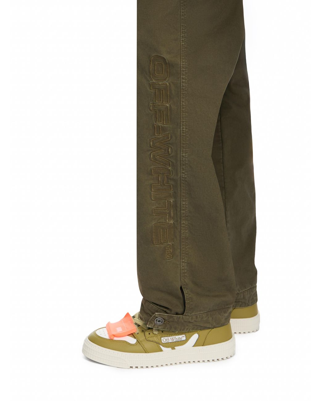 Off-White c/o Virgil Abloh Green Swimming Logo Garment-Dyed Carpenter Pants for men