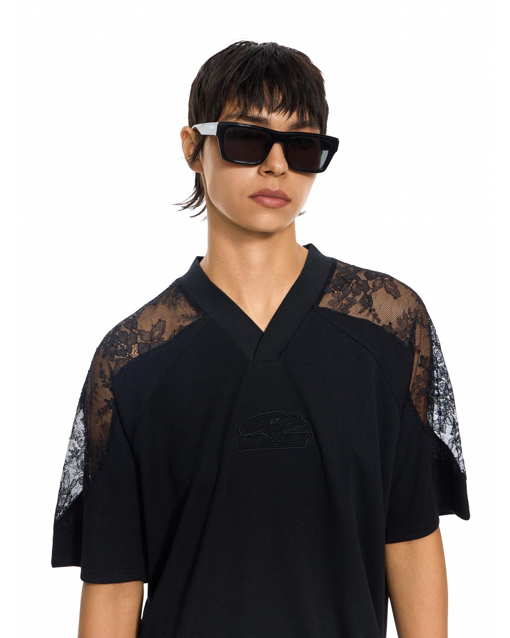 Off-White c/o Virgil Abloh Black Lace Insert Soccer Dress