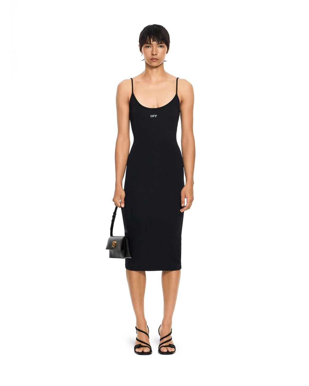 Off-White c/o Virgil Abloh Black Off Stamp Sleek Midi Dress