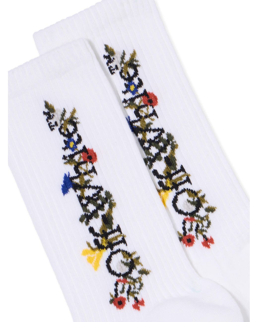 Off-White c/o Virgil Abloh White Floral Pattern Mid Socks