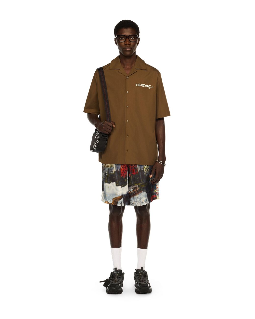 Off-White c/o Virgil Abloh Brown Scribble Arrow Poplin Shirt for men