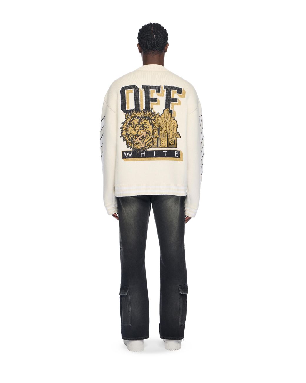 Off-White c/o Virgil Abloh Natural Lion Varsity Knit Cardigan for men