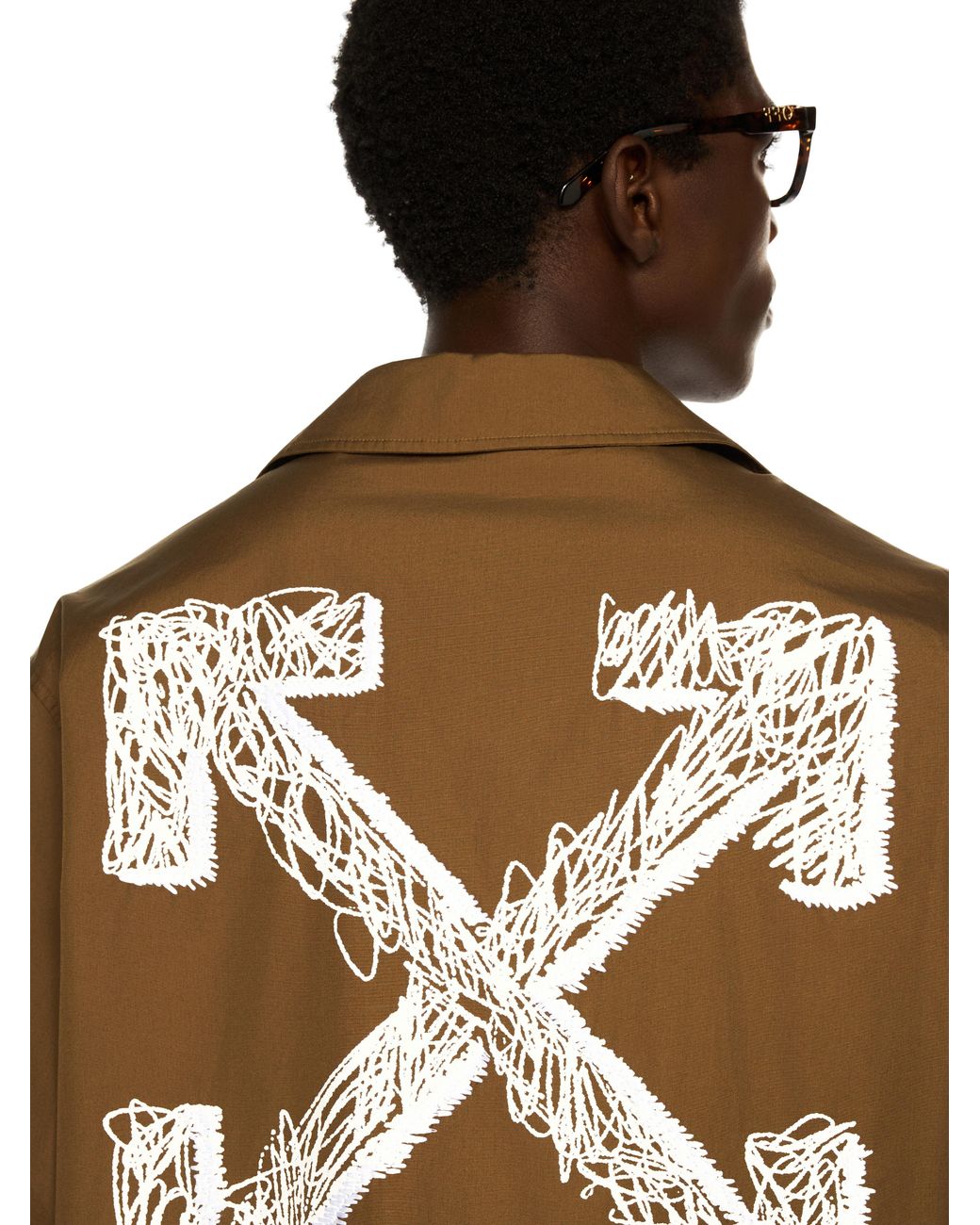 Off-White c/o Virgil Abloh Brown Scribble Arrow Poplin Shirt for men