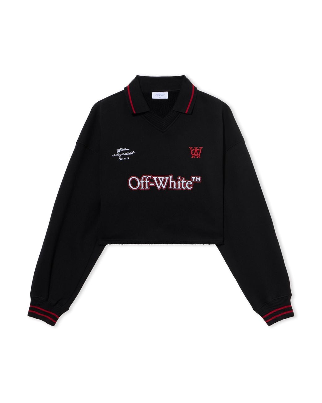 Off-White c/o Virgil Abloh Black Sporty Crop Polo Logo Sweatshirt